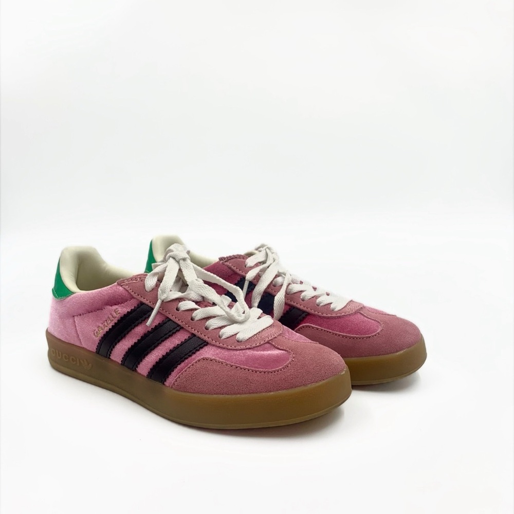Gucci X Adidas Pink & Green Gazelle Sneakers Size 5 Women’s
